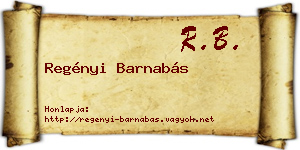 Regényi Barnabás névjegykártya